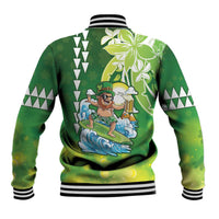 Hawaii Saint Patrick's Day Baseball Jacket Funny Surfing Leprechaun LT05 - Polynesian Pride