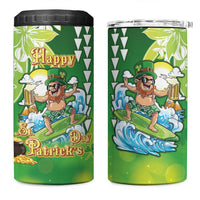 Hawaii Saint Patrick's Day 4 in 1 Can Cooler Tumbler Funny Surfing Leprechaun LT05 One Size: 16 oz Green - Polynesian Pride