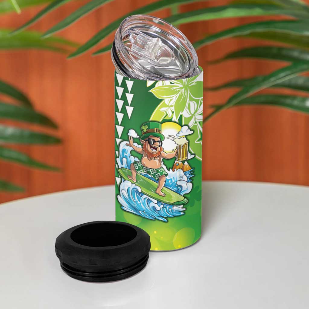 Hawaii Saint Patrick's Day 4 in 1 Can Cooler Tumbler Funny Surfing Leprechaun LT05 - Polynesian Pride