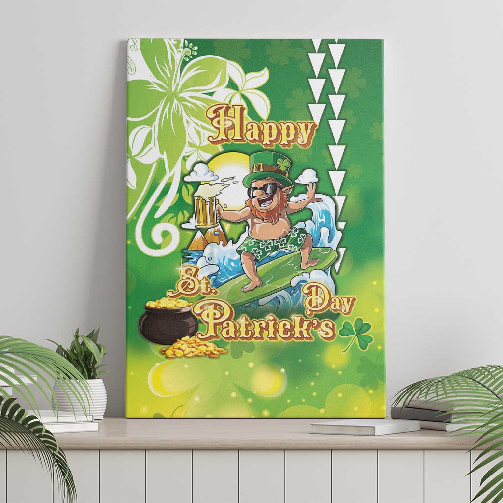 Hawaii Saint Patrick's Day Canvas Wall Art Funny Surfing Leprechaun LT05 - Polynesian Pride