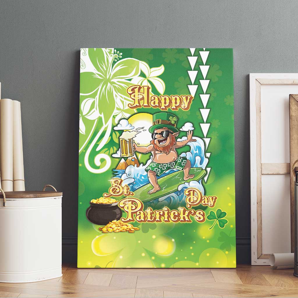 Hawaii Saint Patrick's Day Canvas Wall Art Funny Surfing Leprechaun LT05 - Polynesian Pride