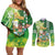 Hawaii Saint Patrick's Day Couples Matching Off Shoulder Short Dress and Long Sleeve Button Shirt Funny Surfing Leprechaun