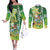 Hawaii Saint Patrick's Day Couples Matching Off The Shoulder Long Sleeve Dress and Long Sleeve Button Shirt Funny Surfing Leprechaun