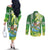 Hawaii Saint Patrick's Day Couples Matching Off The Shoulder Long Sleeve Dress and Long Sleeve Button Shirt Funny Surfing Leprechaun