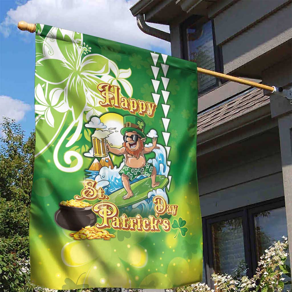 Hawaii Saint Patrick's Day Garden Flag Funny Surfing Leprechaun LT05 - Polynesian Pride