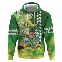Hawaii Saint Patrick's Day Hoodie Funny Surfing Leprechaun LT05 Pullover Hoodie Green - Polynesian Pride