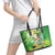 Hawaii Saint Patrick's Day Leather Tote Bag Funny Surfing Leprechaun