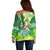 Hawaii Saint Patrick's Day Off Shoulder Sweater Funny Surfing Leprechaun