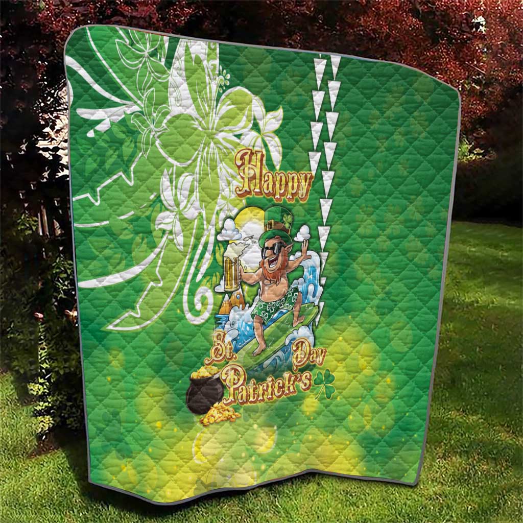 Hawaii Saint Patrick's Day Quilt Funny Surfing Leprechaun LT05 - Polynesian Pride