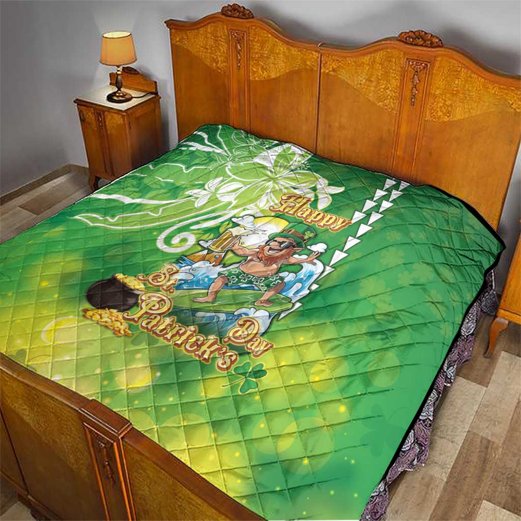 Hawaii Saint Patrick's Day Quilt Funny Surfing Leprechaun LT05 - Polynesian Pride