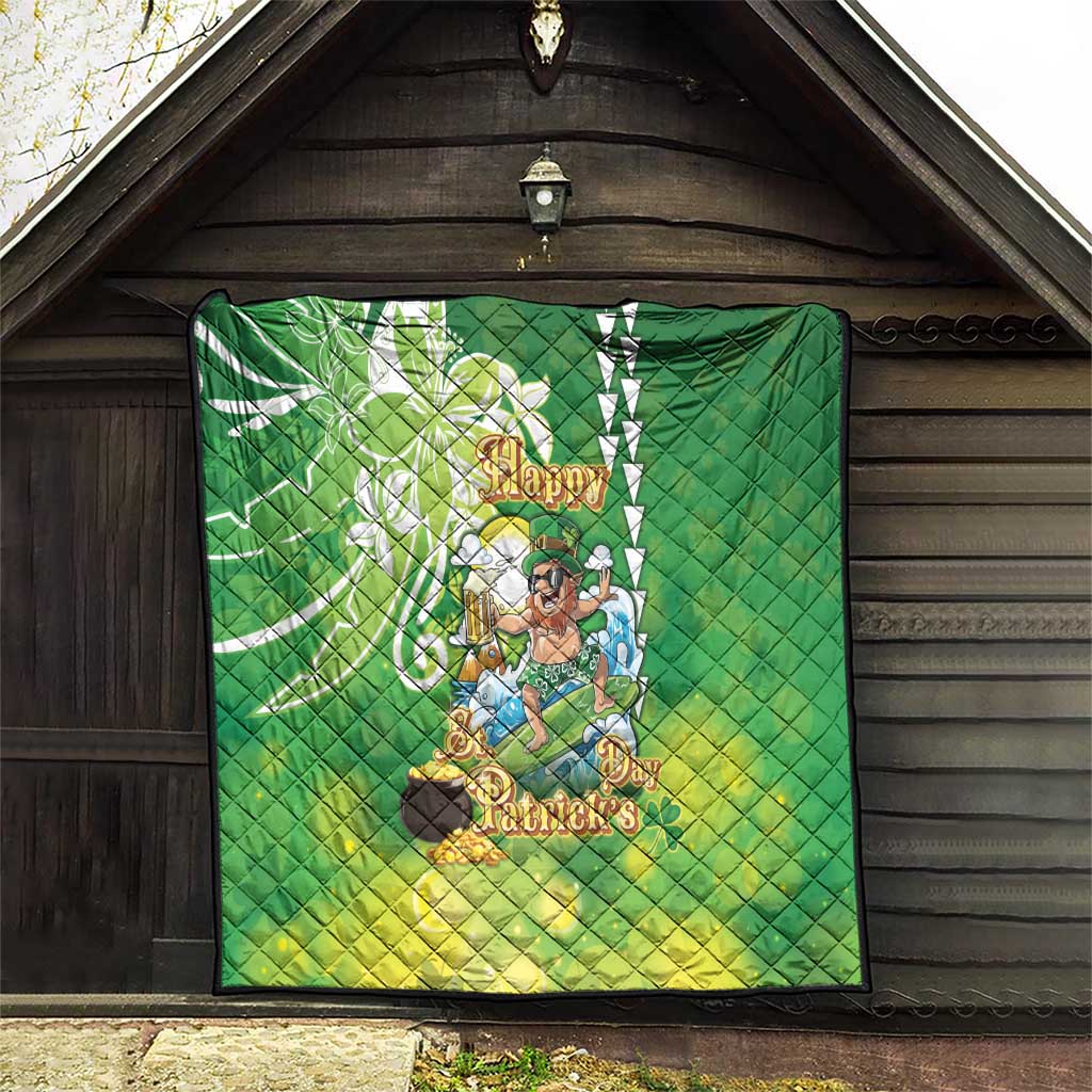 Hawaii Saint Patrick's Day Quilt Funny Surfing Leprechaun LT05 - Polynesian Pride