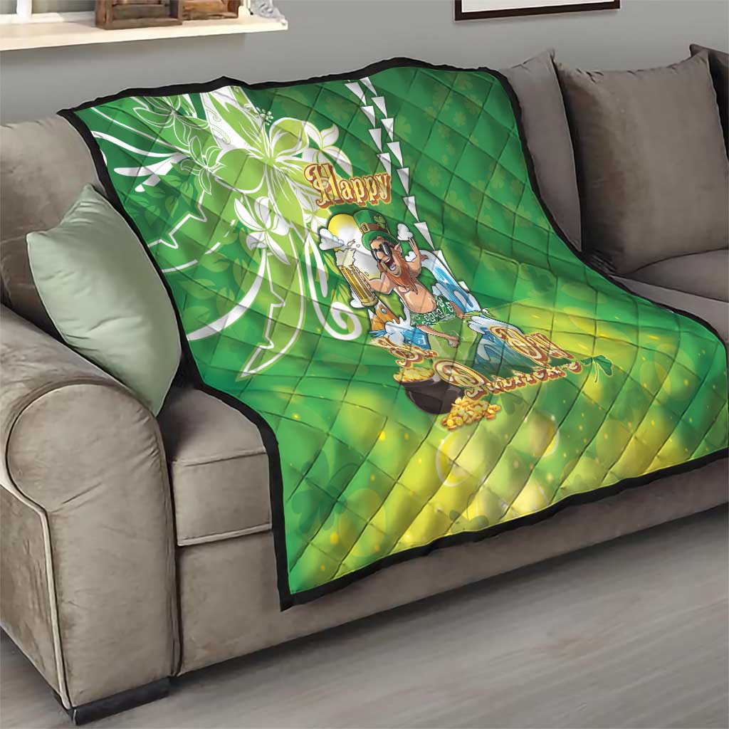 Hawaii Saint Patrick's Day Quilt Funny Surfing Leprechaun LT05 - Polynesian Pride