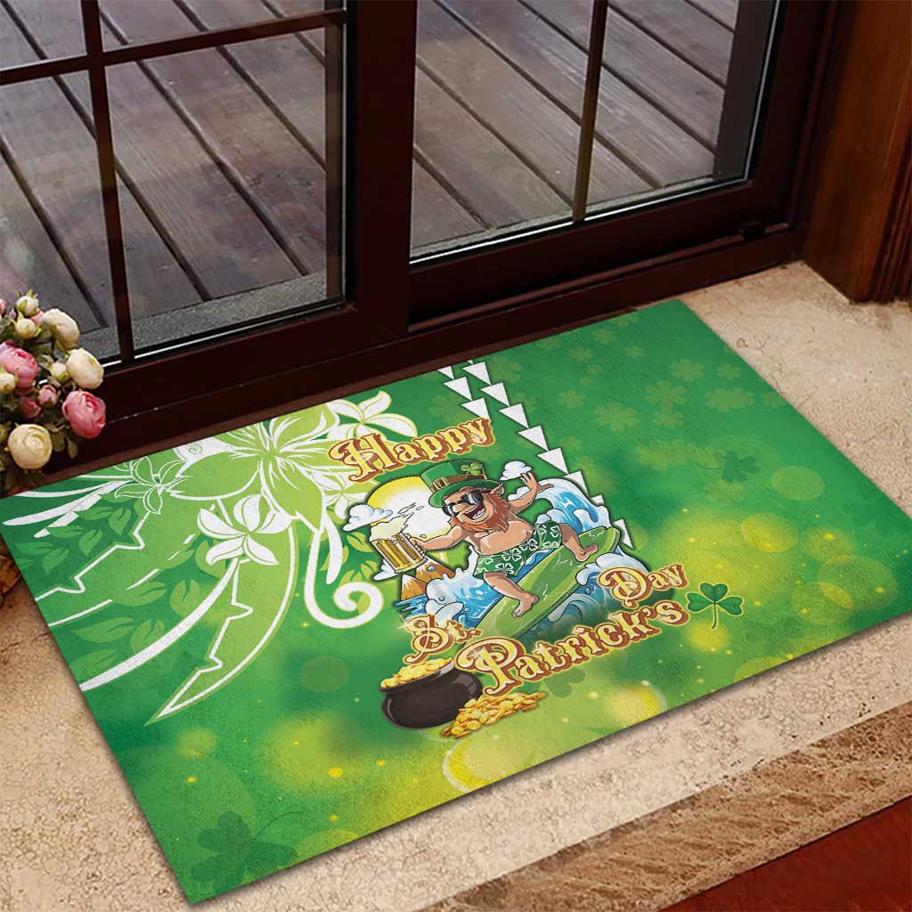 Hawaii Saint Patrick's Day Rubber Doormat Funny Surfing Leprechaun LT05 - Polynesian Pride