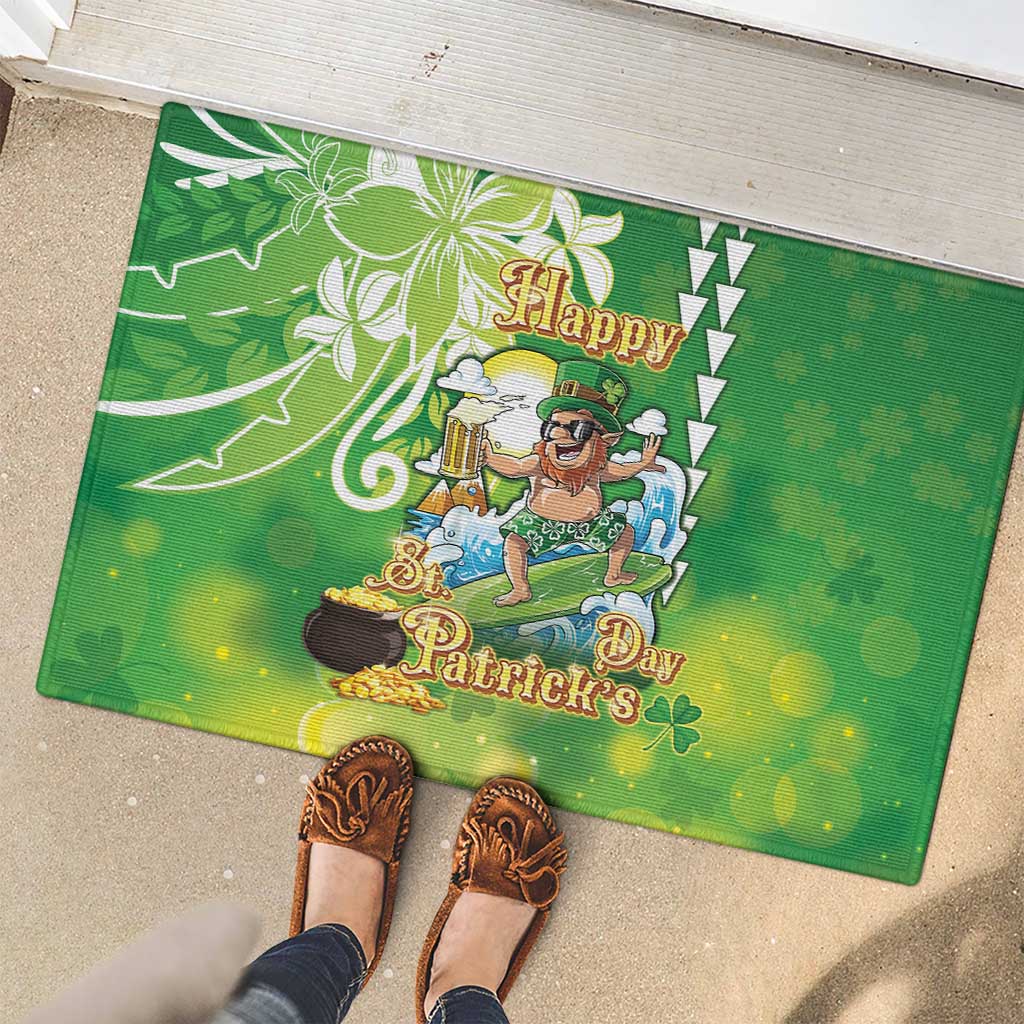 Hawaii Saint Patrick's Day Rubber Doormat Funny Surfing Leprechaun LT05 - Polynesian Pride