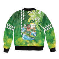 Hawaii Saint Patrick's Day Sleeve Zip Bomber Jacket Funny Surfing Leprechaun LT05 - Polynesian Pride