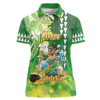 Hawaii Saint Patrick's Day Women Polo Shirt Funny Surfing Leprechaun LT05 Female Green - Polynesian Pride