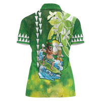Hawaii Saint Patrick's Day Women Polo Shirt Funny Surfing Leprechaun LT05 - Polynesian Pride
