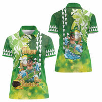Hawaii Saint Patrick's Day Women Polo Shirt Funny Surfing Leprechaun LT05 - Polynesian Pride