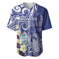 Personalised Hafa Adai Guam Baseball Jersey Latte Stone With Coconut Crab LT05 Blue - Polynesian Pride