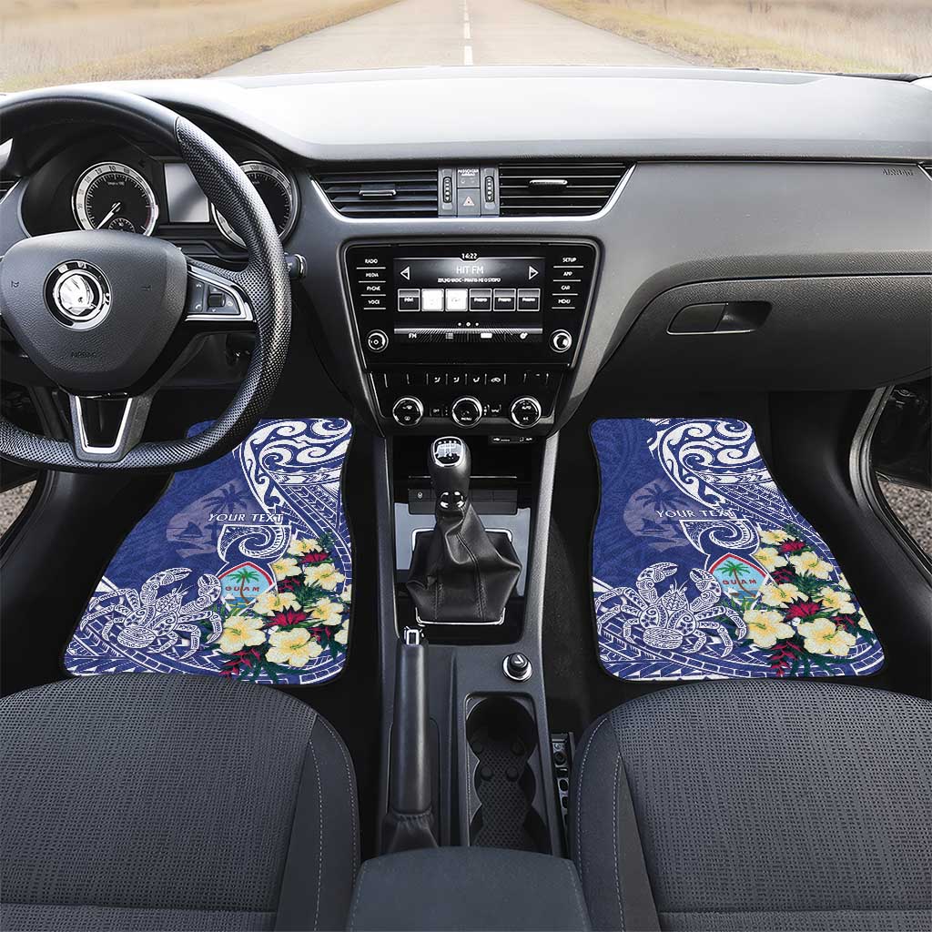 Personalised Hafa Adai Guam Car Mats Latte Stone With Coconut Crab LT05 Set 2pcs - Front Blue - Polynesian Pride