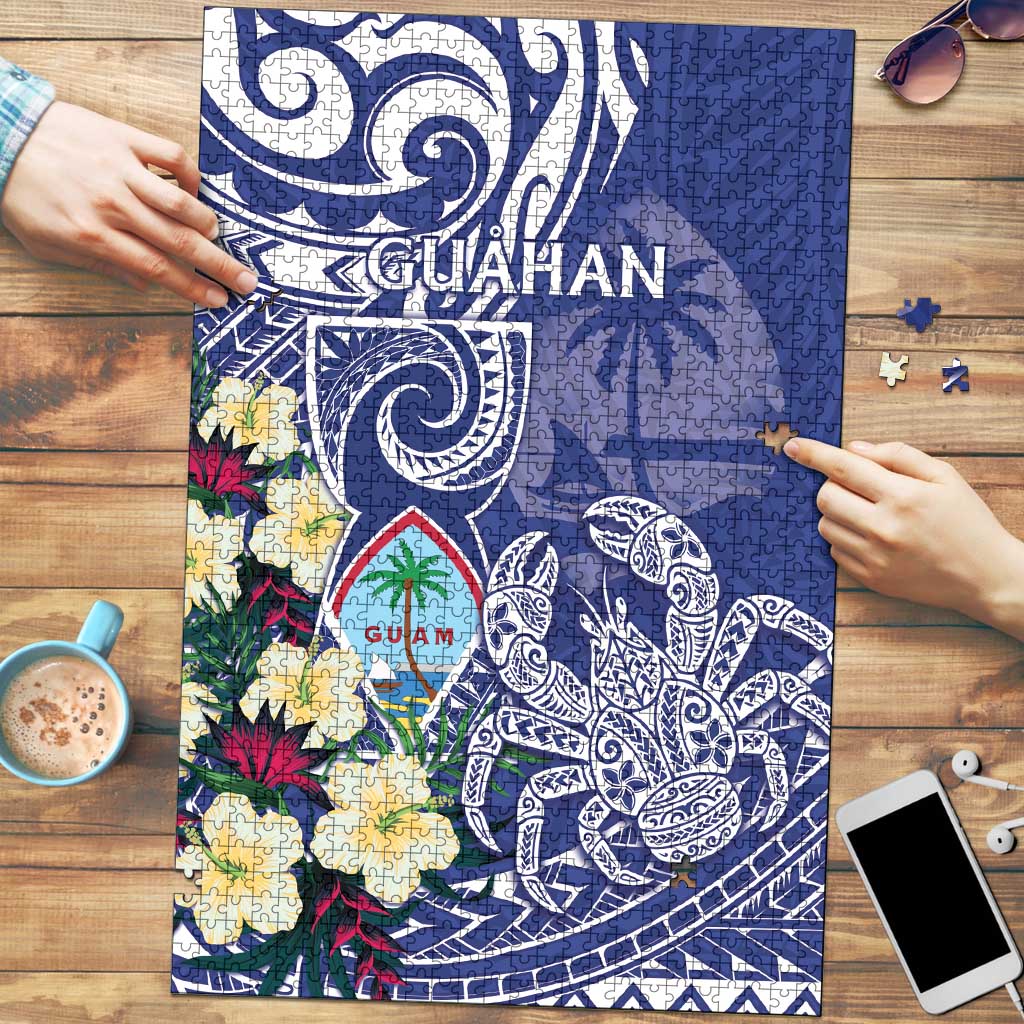 Hafa Adai Guam Puzzle Latte Stone With Coconut Crab LT05 Blue - Polynesian Pride
