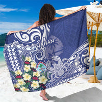 Hafa Adai Guam Sarong Latte Stone With Coconut Crab LT05 One Size 44 x 66 inches Blue - Polynesian Pride