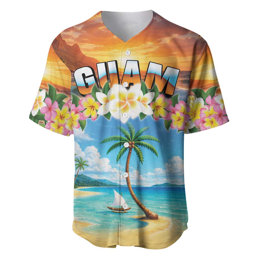 Guam Baseball Jersey Eternal Summer Sunset Beach LT05 Colorful - Polynesian Pride
