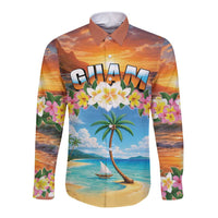 Guam Long Sleeve Button Shirt Eternal Summer Sunset Beach LT05 Unisex Colorful - Polynesian Pride