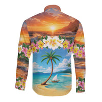 Guam Long Sleeve Button Shirt Eternal Summer Sunset Beach LT05 - Polynesian Pride