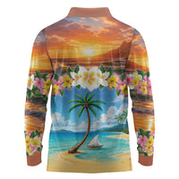 Guam Long Sleeve Polo Shirt Eternal Summer Sunset Beach LT05 - Polynesian Pride