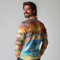 Guam Long Sleeve Polo Shirt Eternal Summer Sunset Beach LT05 - Polynesian Pride
