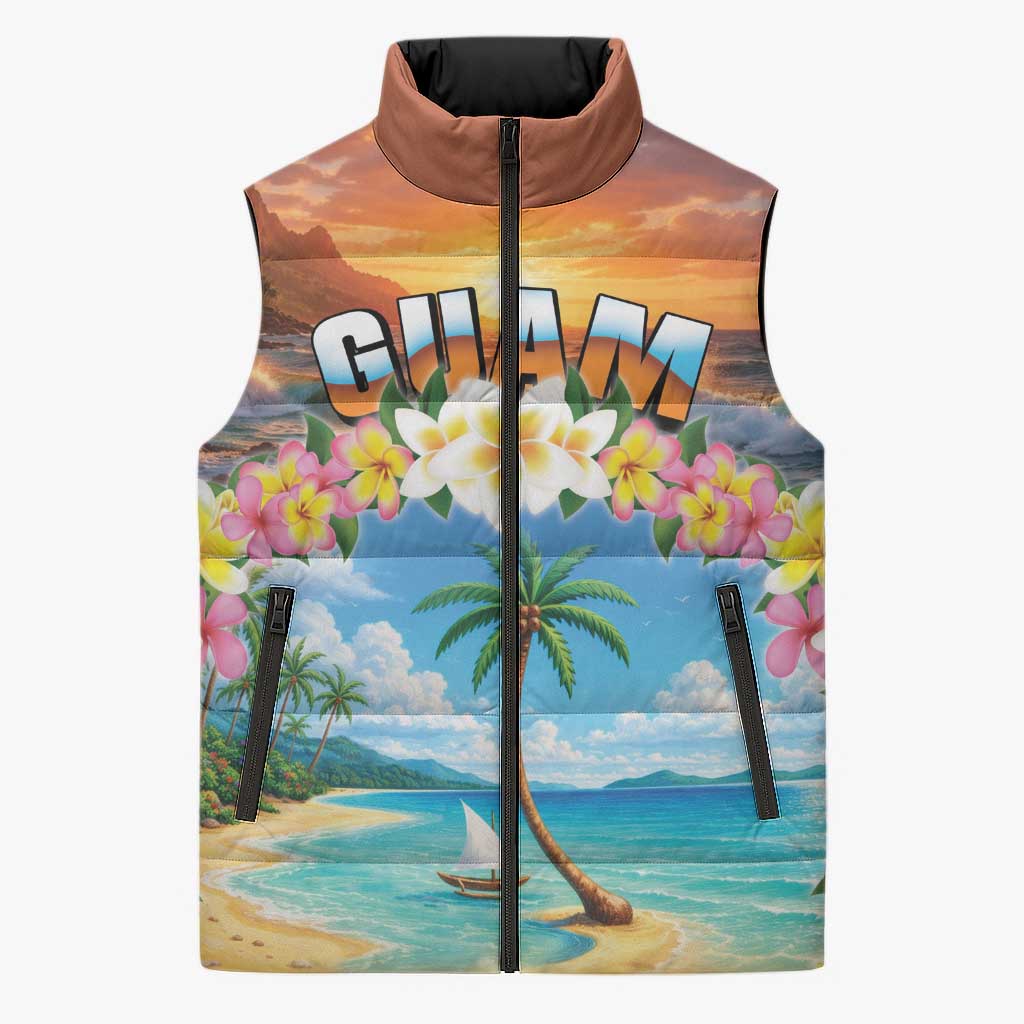 Guam Sleeveless Puffer Jacket Eternal Summer Sunset Beach LT05 Unisex Colorful - Polynesian Pride