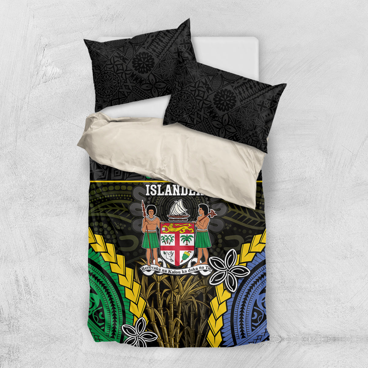 South Sea Islanders And Fiji Bedding Set Kanakas Fijian Tapa Pattern LT05 US Twin 172cm x 218cm Black - Polynesian Pride
