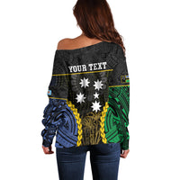 Personalised South Sea Islanders And Fiji Off Shoulder Sweater Kanakas Fijian Tapa Pattern LT05 - Polynesian Pride