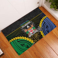 South Sea Islanders And Fiji Rubber Doormat Kanakas Fijian Tapa Pattern LT05 Black - Polynesian Pride