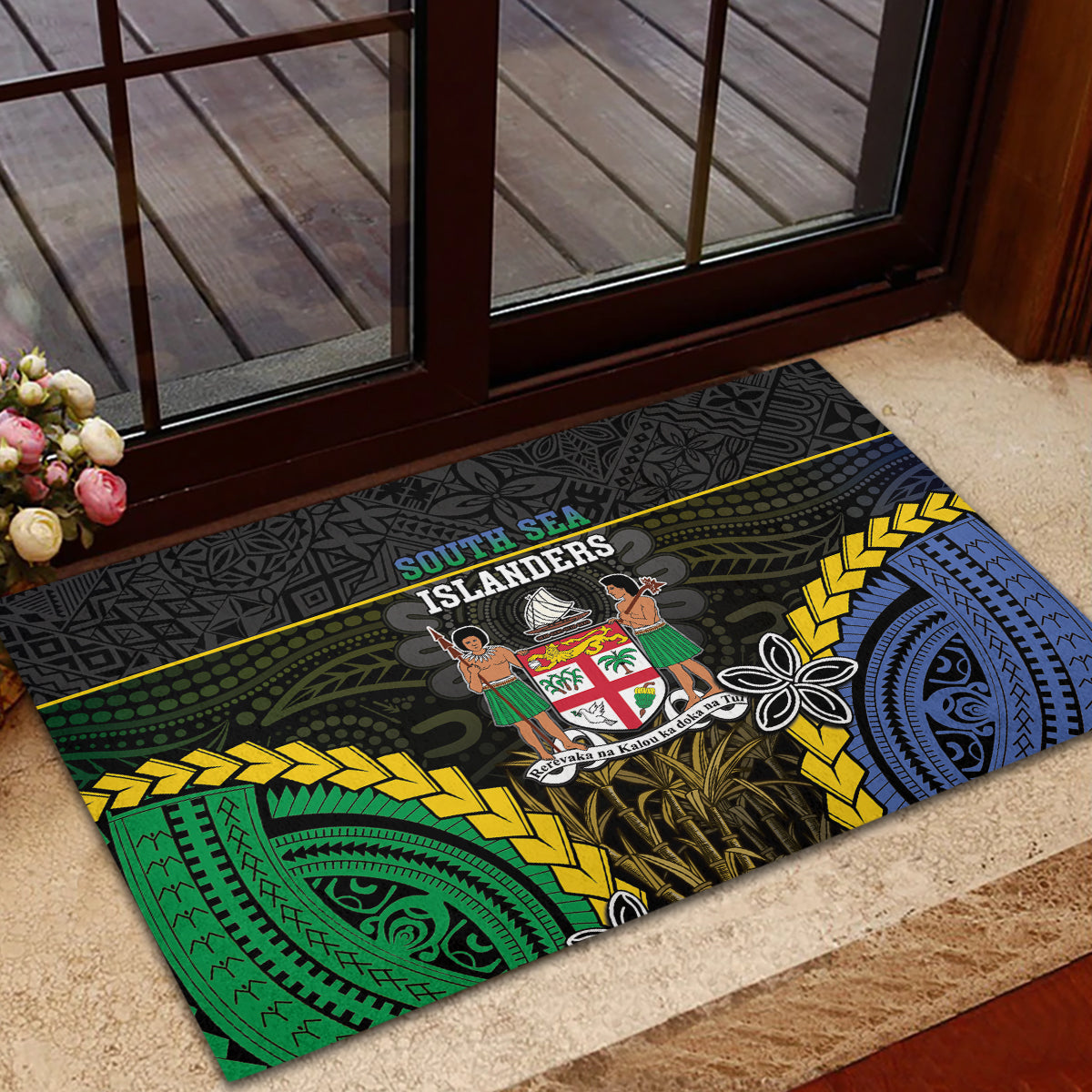 South Sea Islanders And Fiji Rubber Doormat Kanakas Fijian Tapa Pattern LT05 - Polynesian Pride