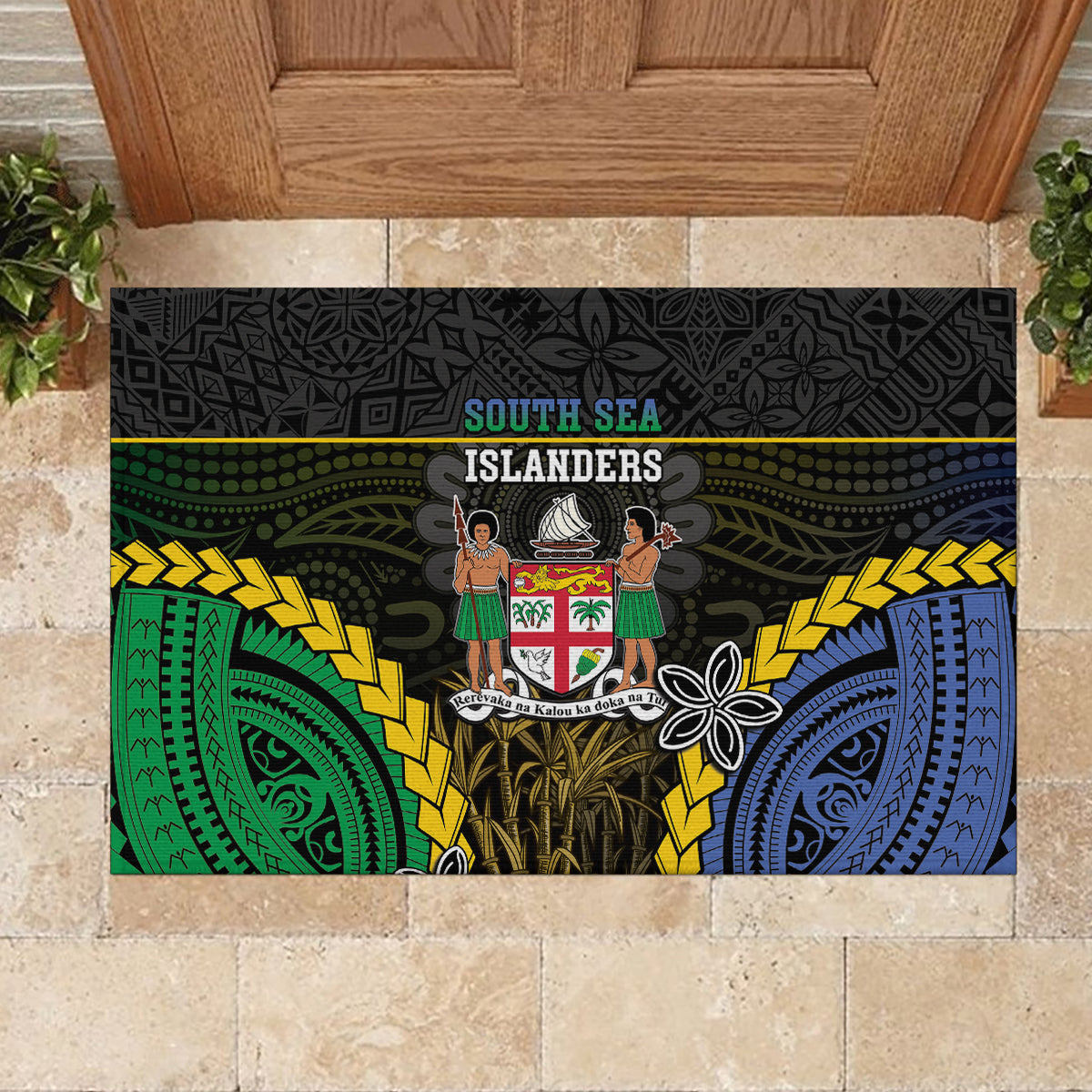 South Sea Islanders And Fiji Rubber Doormat Kanakas Fijian Tapa Pattern LT05 - Polynesian Pride