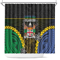 South Sea Islanders And Fiji Shower Curtain Kanakas Fijian Tapa Pattern LT05 Black - Polynesian Pride