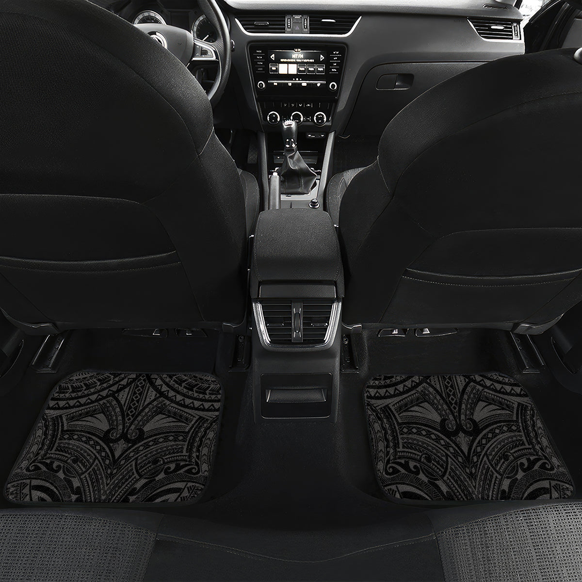 Personalised South Sea Islanders And Solomon Islands Car Mats Kanakas Polynesian Pattern LT05 Set 2pcs - Back Black - Polynesian Pride