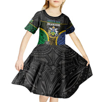 Personalised South Sea Islanders And Solomon Islands Kid Short Sleeve Dress Kanakas Polynesian Pattern LT05 - Polynesian Pride