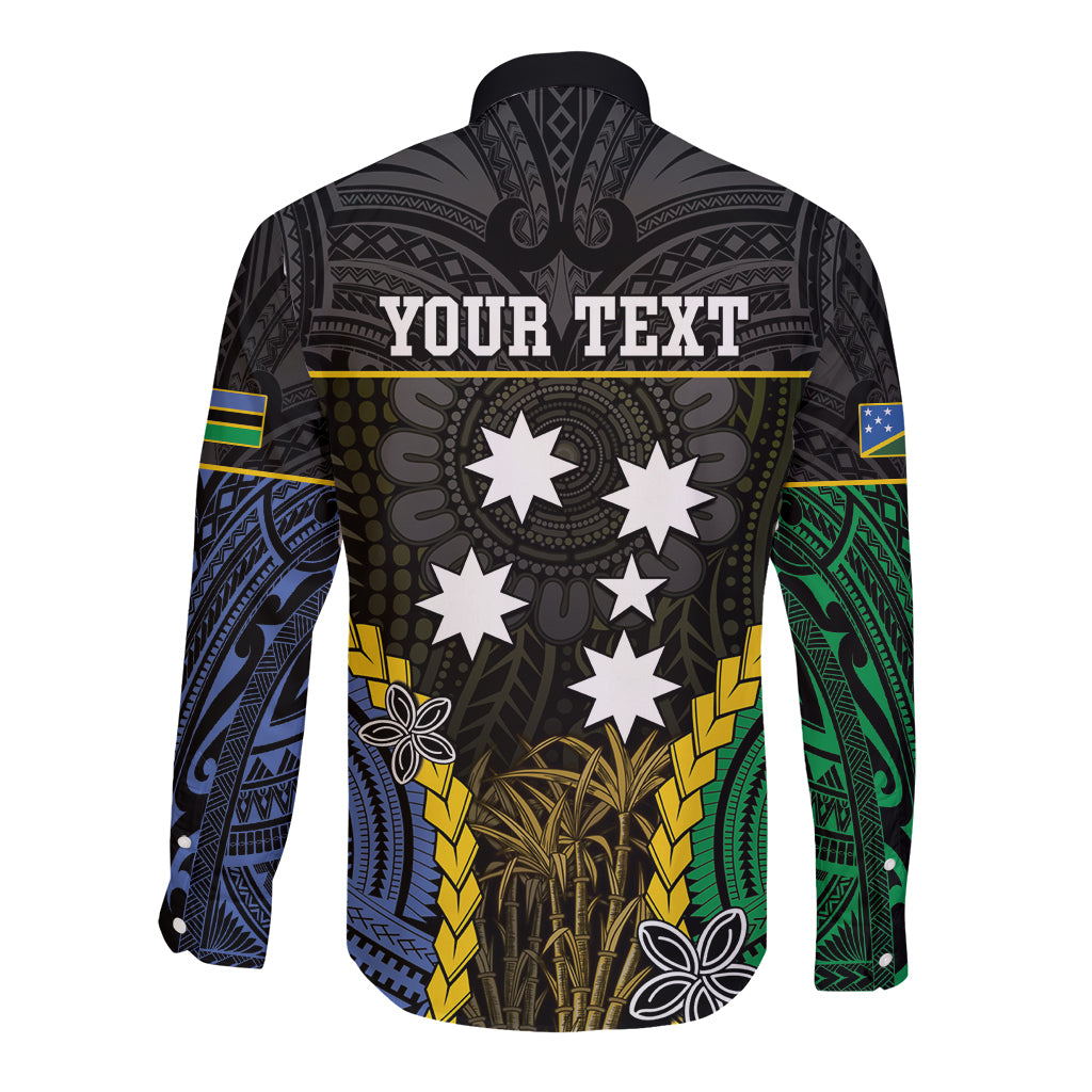 Personalised South Sea Islanders And Solomon Islands Long Sleeve Button Shirt Kanakas Polynesian Pattern LT05 - Polynesian Pride