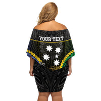Personalised South Sea Islanders And Solomon Islands Off Shoulder Short Dress Kanakas Polynesian Pattern LT05 - Polynesian Pride