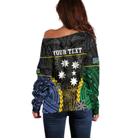 Personalised South Sea Islanders And Solomon Islands Off Shoulder Sweater Kanakas Polynesian Pattern LT05 - Polynesian Pride