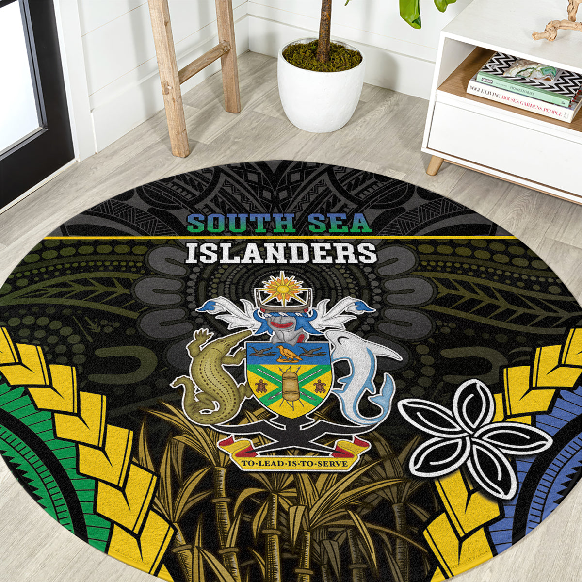 South Sea Islanders And Solomon Islands Round Carpet Kanakas Polynesian Pattern LT05 Black - Polynesian Pride