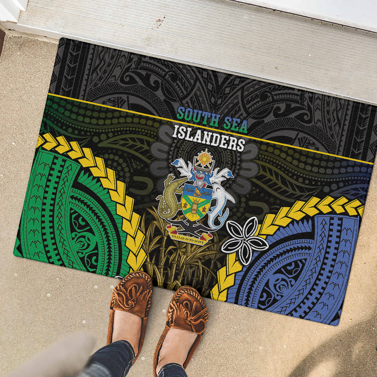 South Sea Islanders And Solomon Islands Rubber Doormat Kanakas Polynesian Pattern LT05 - Polynesian Pride