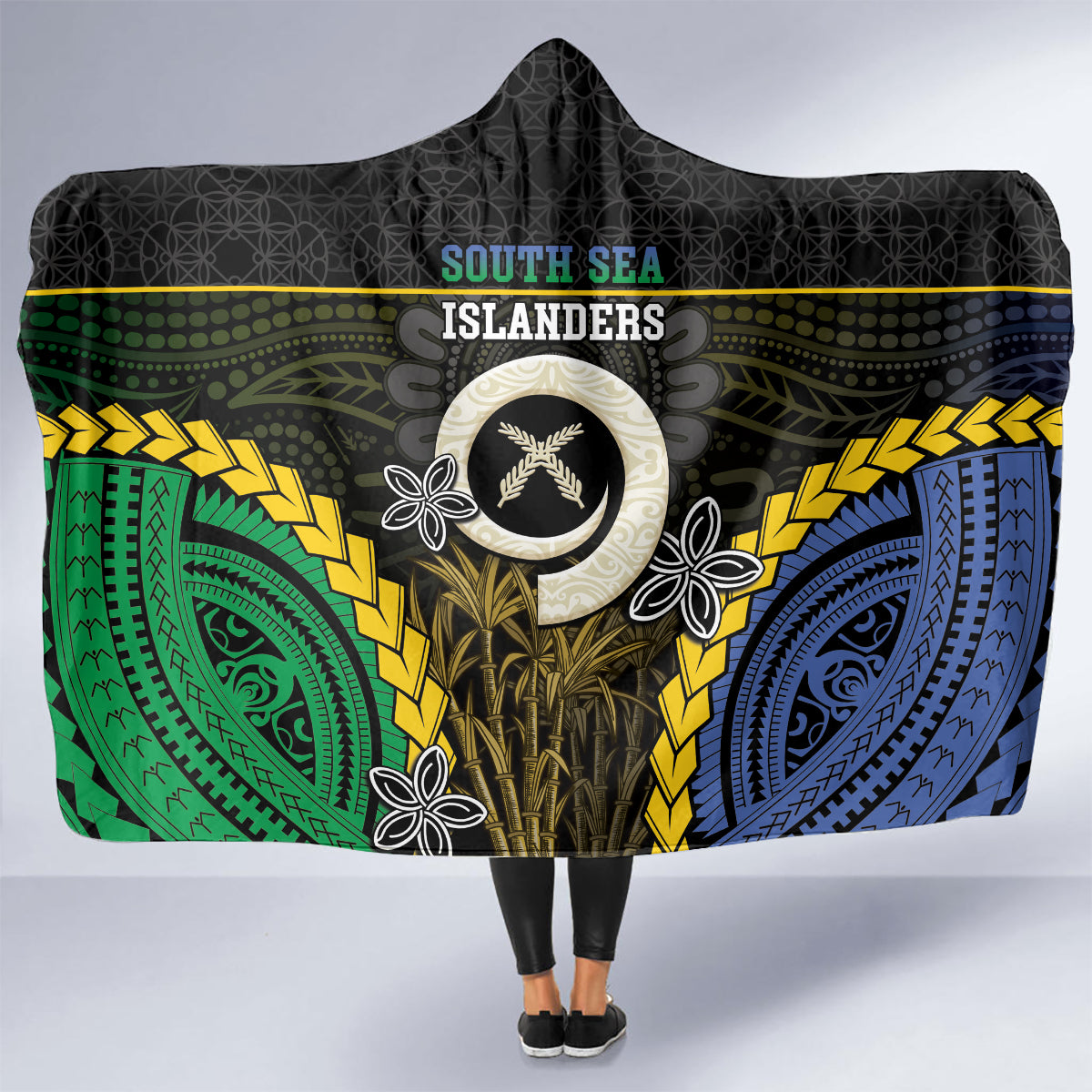 South Sea Islanders And Vanuatu Hooded Blanket Kanakas Sand Drawing Pattern LT05 - Polynesian Pride