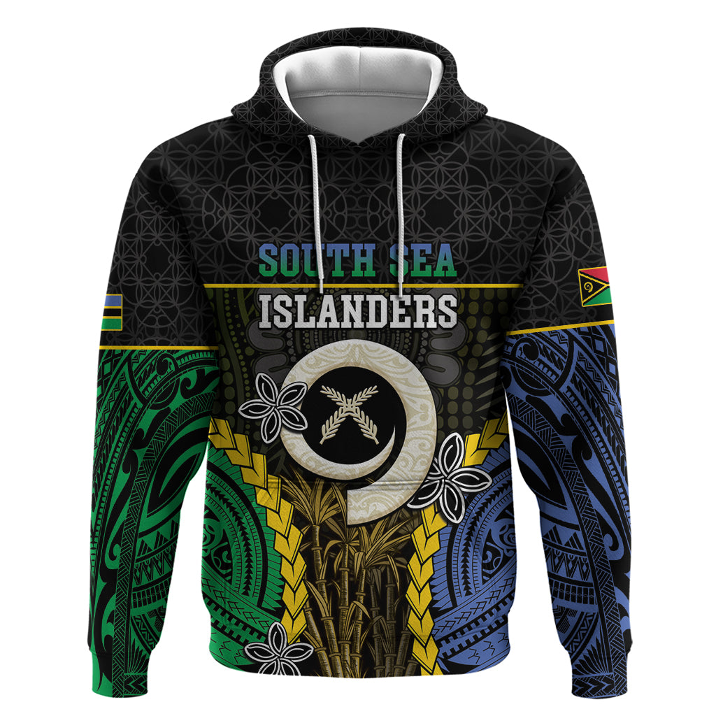 Personalised South Sea Islanders And Vanuatu Hoodie Kanakas Sand Drawing Pattern LT05 Pullover Hoodie Black - Polynesian Pride