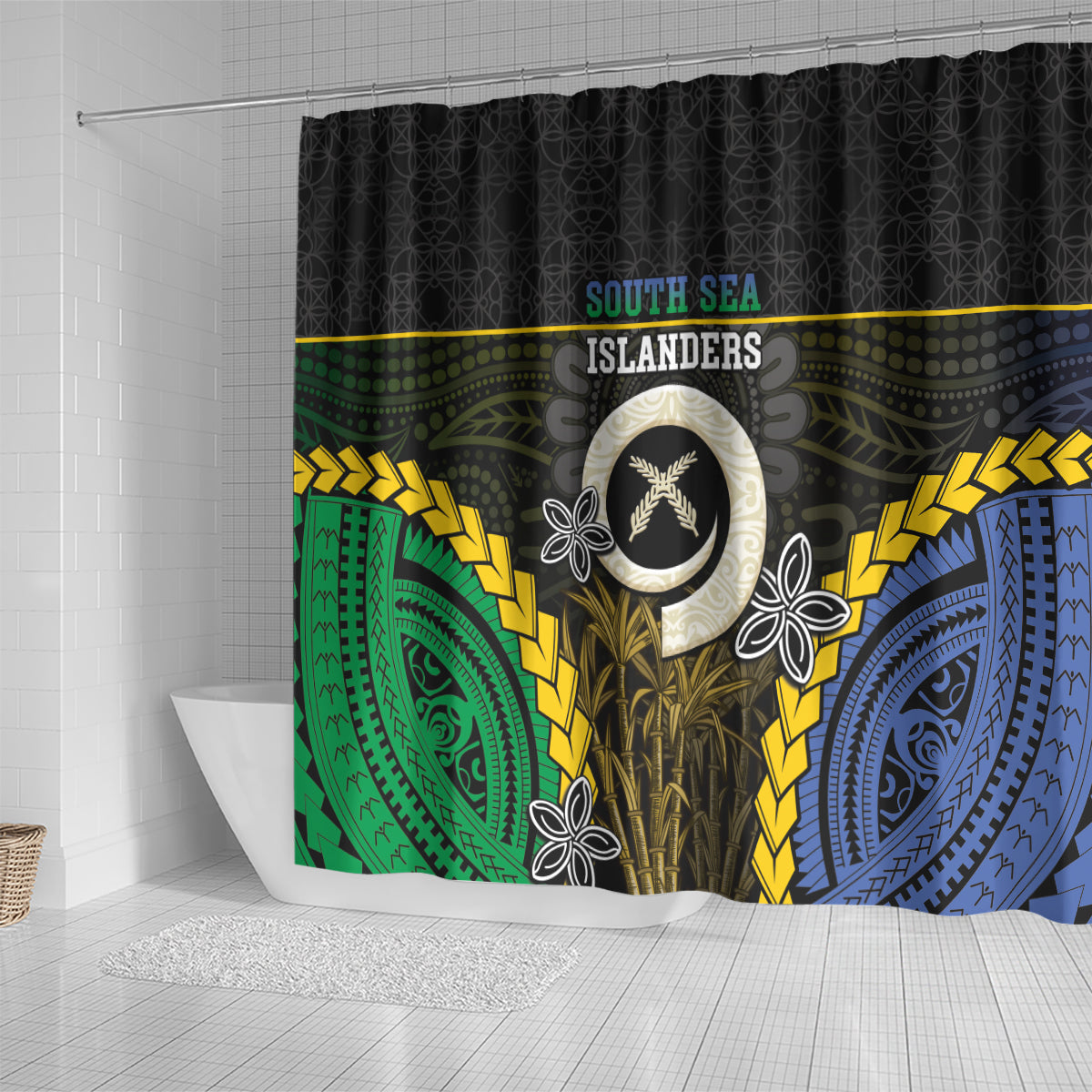 South Sea Islanders And Vanuatu Shower Curtain Kanakas Sand Drawing Pattern LT05 - Polynesian Pride