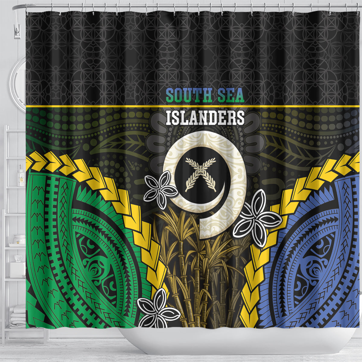 South Sea Islanders And Vanuatu Shower Curtain Kanakas Sand Drawing Pattern LT05 - Polynesian Pride