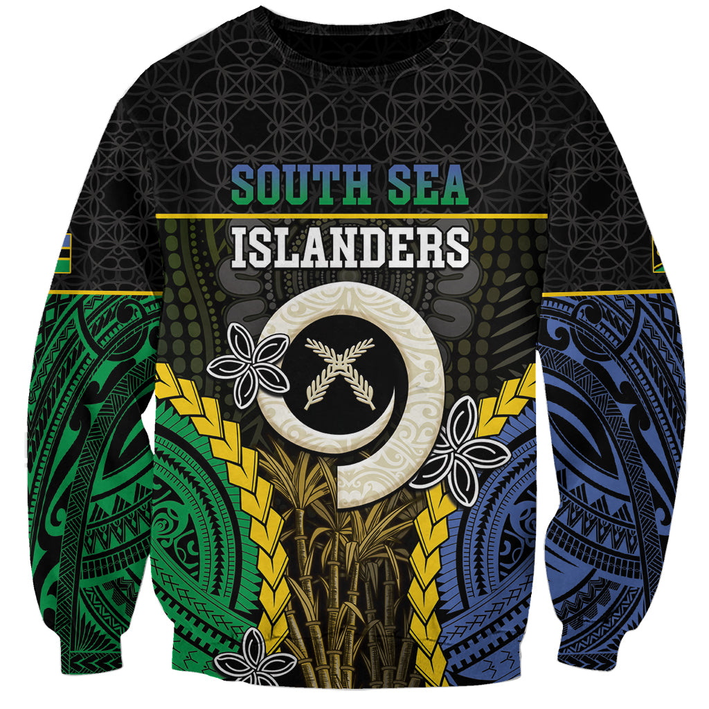 Personalised South Sea Islanders And Vanuatu Sweatshirt Kanakas Sand Drawing Pattern LT05 Unisex Black - Polynesian Pride